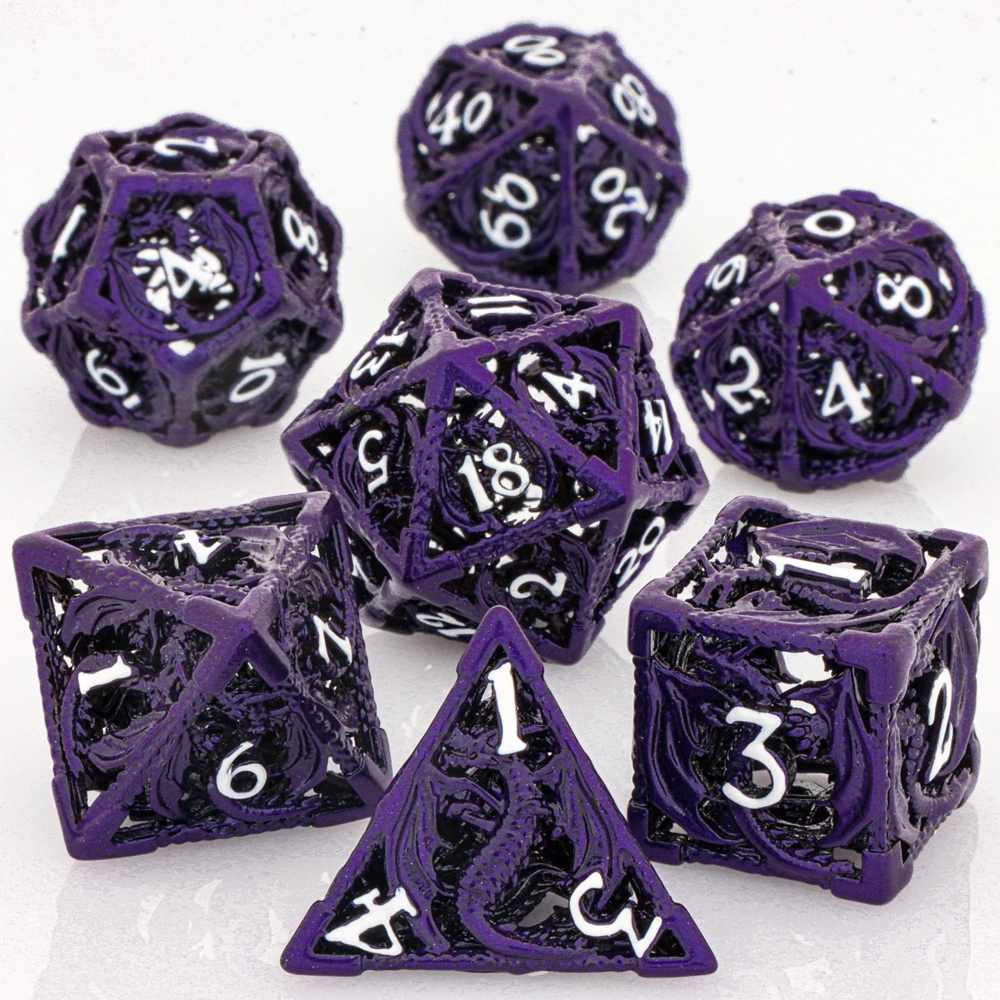 Blood Dragon Metal Dice Set – Polyhedral D&D RPG Dice (7-Piece)