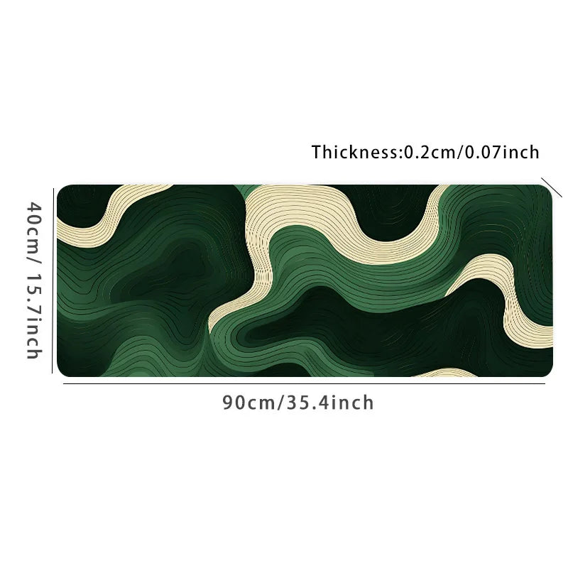 Green Beige Abstract Large Mouse Pad Natural Rubber Anti-Slip Desk Mat