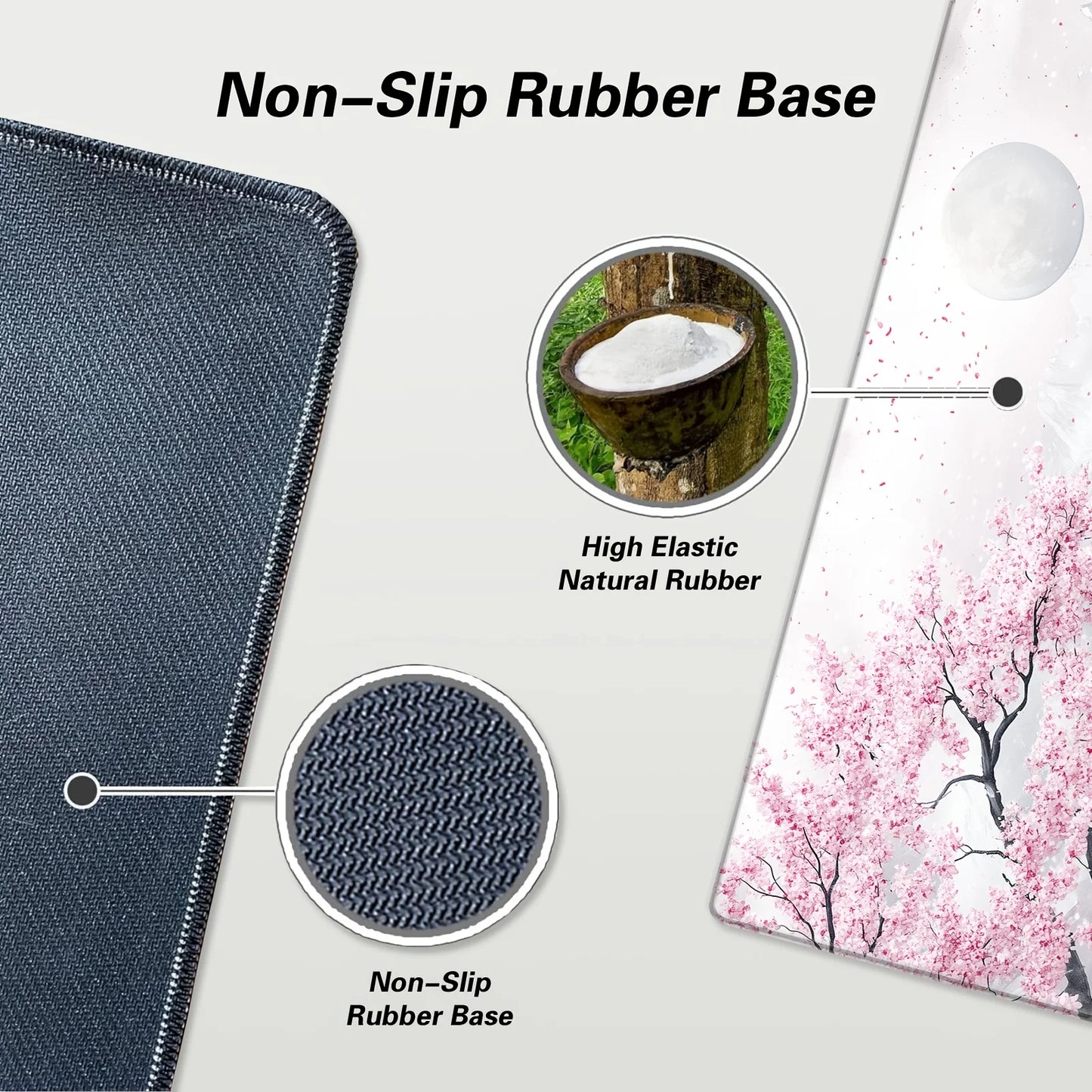 Sakura Snow Mountain Theme Mouse Pad Anti-Slip Gaming Office Use