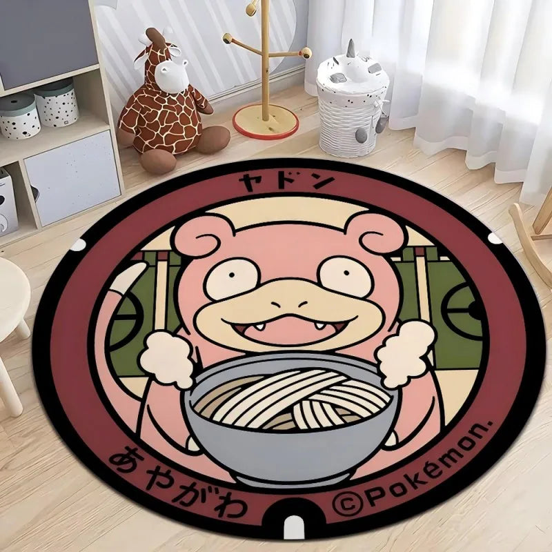 Pokemon Round Rug – Non-Slip Flannel Carpet for Bedroom, Living Room, or Entryway (16", 32", or 48")