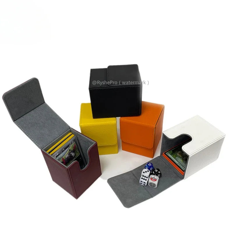 Vertical PU Leather Card Deck Box – Fits 100+ Sleeved Cards with 2 Dividers