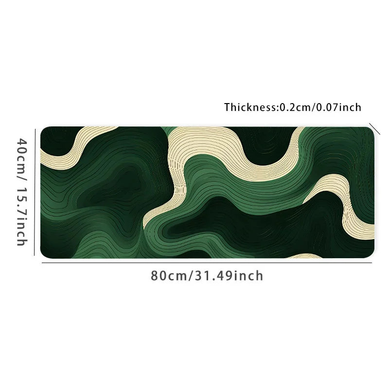 Green Beige Abstract Large Mouse Pad Natural Rubber Anti-Slip Desk Mat