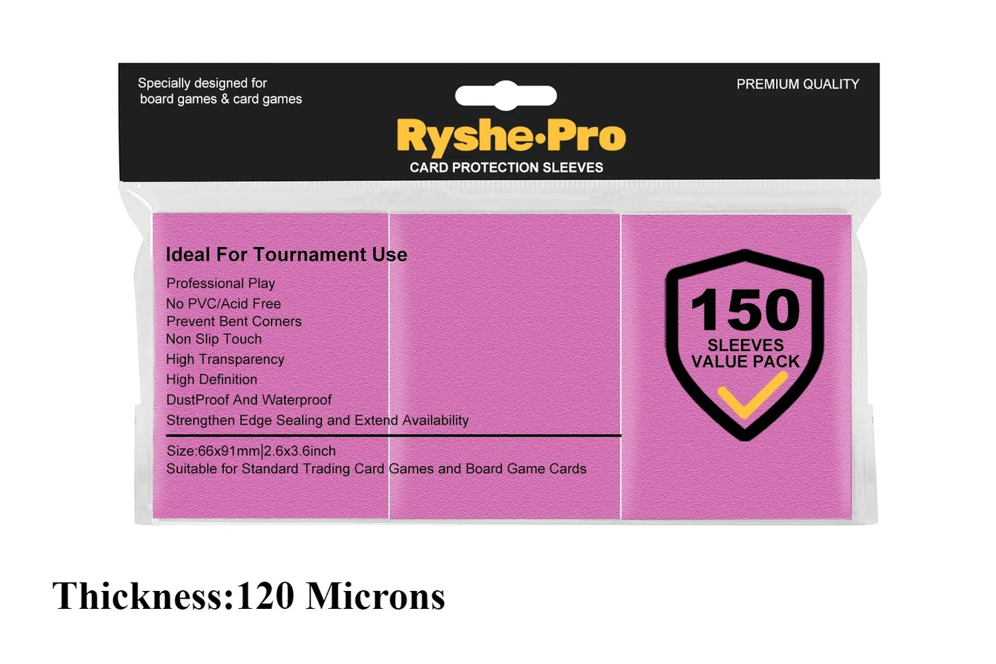 RyshePro Premium Card Sleeves – 66 × 91 mm (Standard / MTG-Pokémon Size) – 150 ct VALUE Pack – Tournament Matte Finish