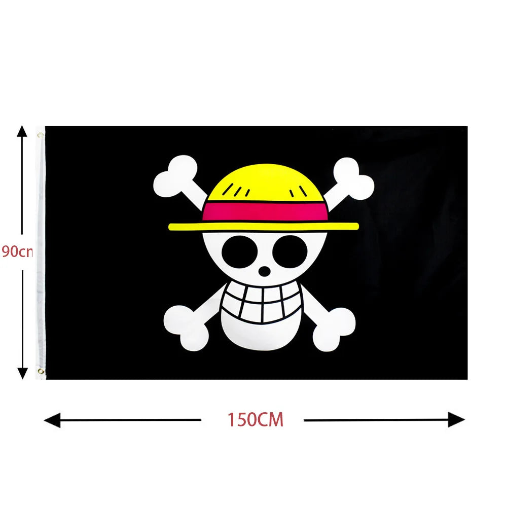 One Piece Monkey D. Luffy Skull Flag 90x150CM Polyester Banner Home Decor