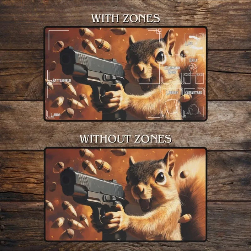 Squirrel Gun Playmat for MTG Fans Funny Anime Desk Mat Magic Card Games