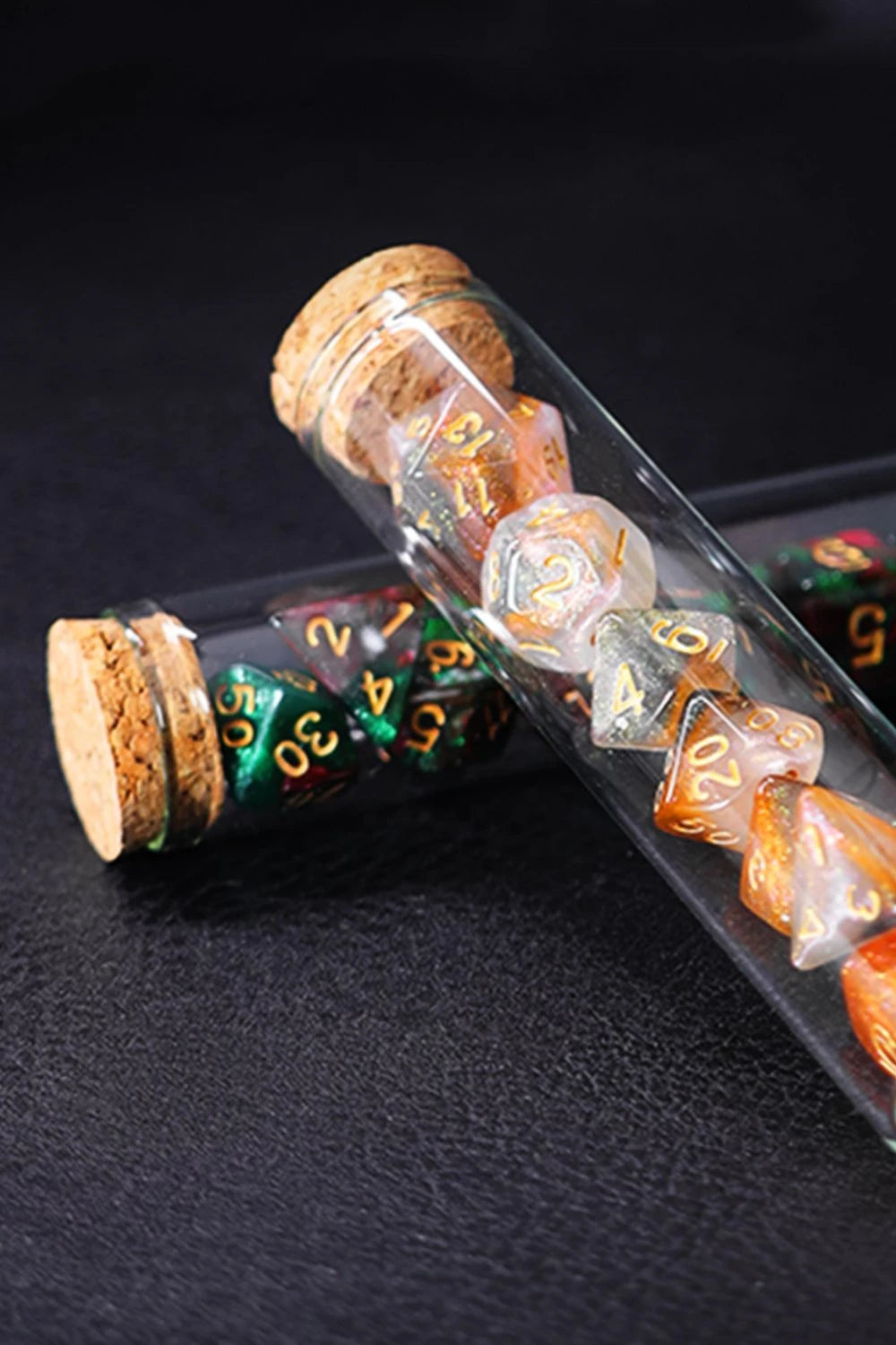 Transparent Polyhedral D&D Dice Set 7 Pieces RPG Fantasy Potion Flask