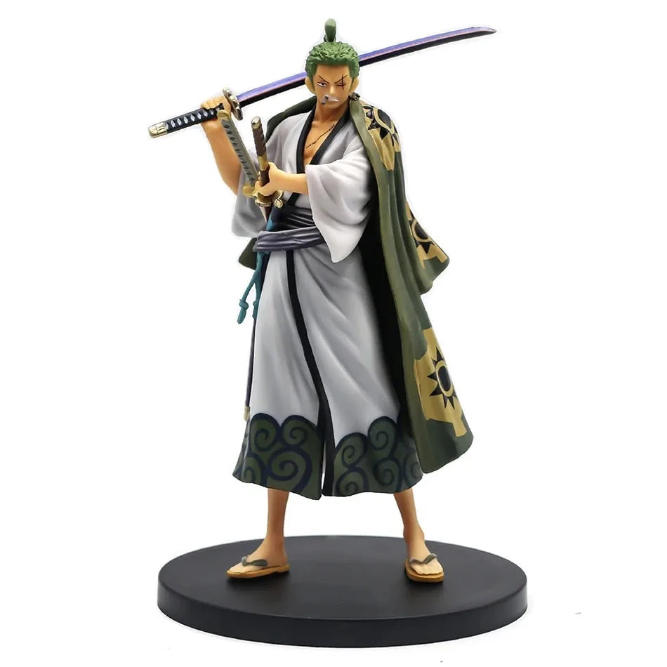18CM One Piece Luffy Zoro Three-Blade PVC Action Figure Model Collectible