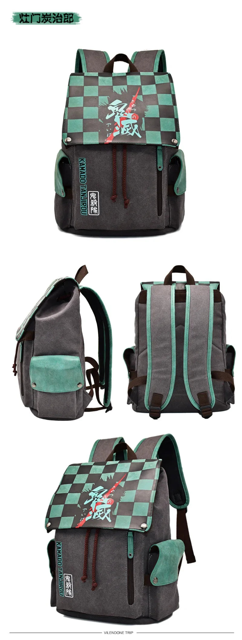 Demon Slayer Canvas Backpack Nezuko Tanjirou Zenitsu Giyuu Schoolbag Gift