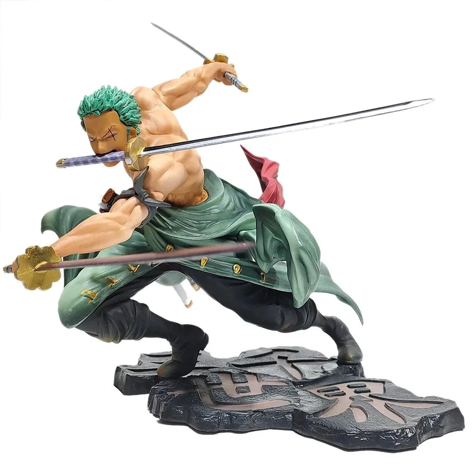 18CM One Piece Luffy Zoro Three-Blade PVC Action Figure Model Collectible