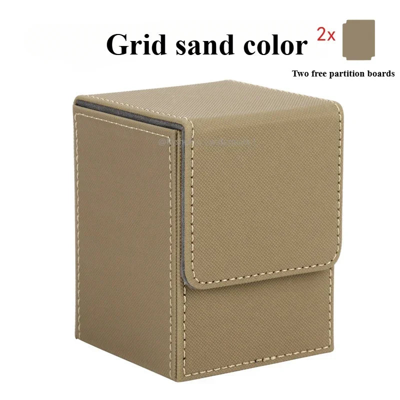 Vertical PU Leather Card Deck Box – Fits 100+ Sleeved Cards with 2 Dividers
