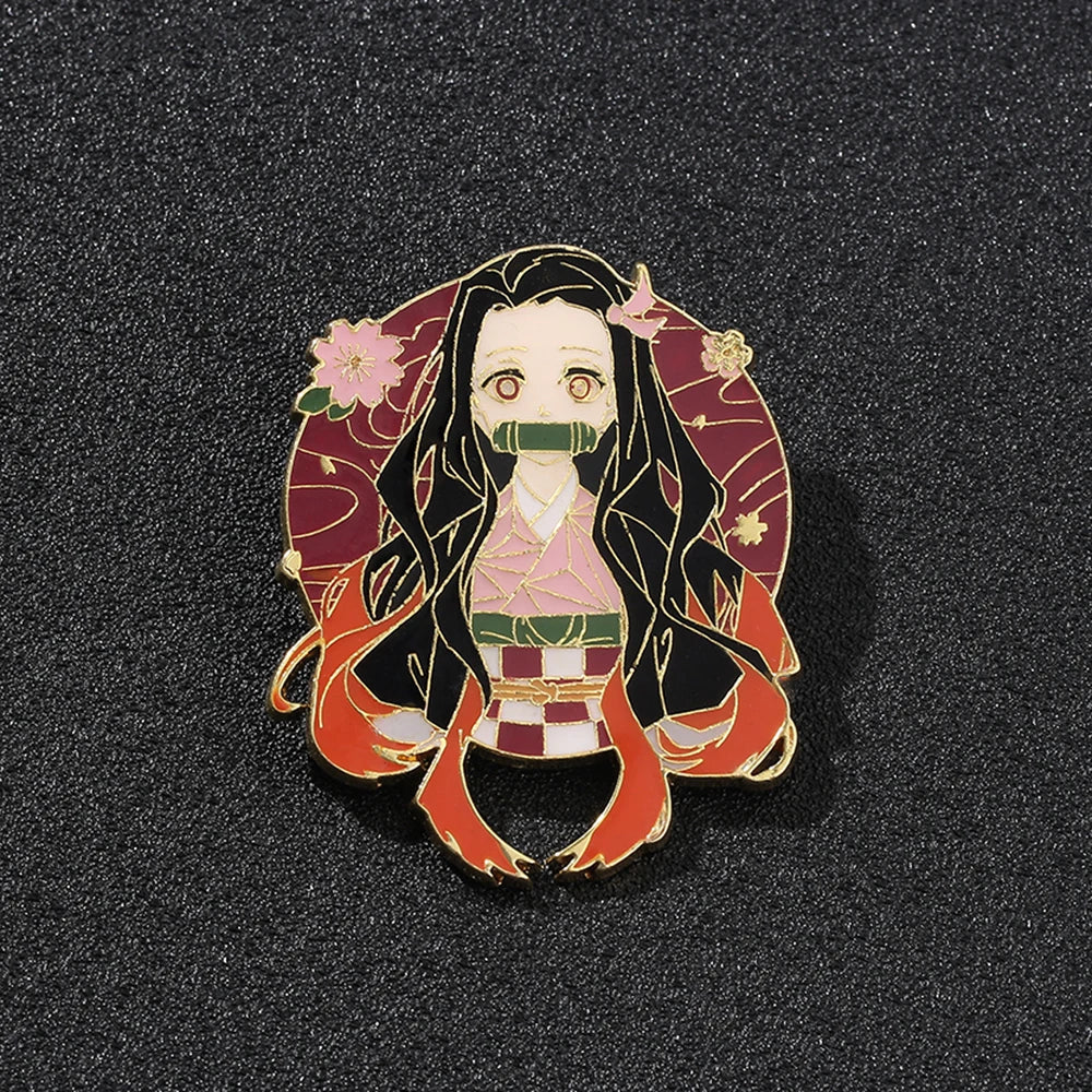 Nezuko Kamado Enamel Brooch – Demon Slayer Metal Badge