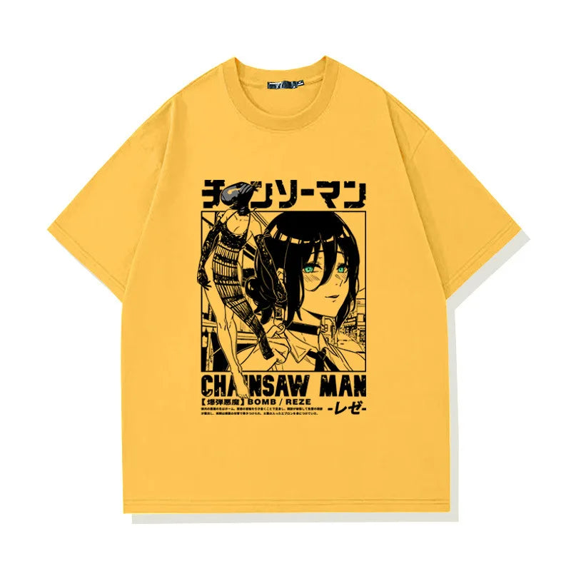 Chainsaw Man Reze T-Shirt – Bomb Devil Graphic Tee in Heather Gray (2025 Edition)