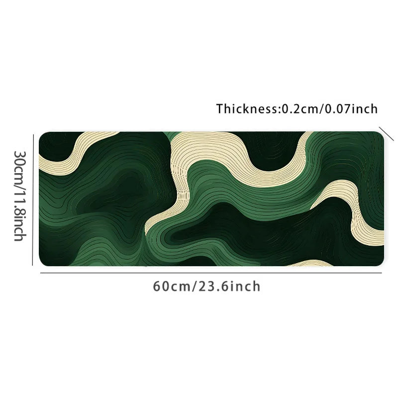 Green Beige Abstract Large Mouse Pad Natural Rubber Anti-Slip Desk Mat