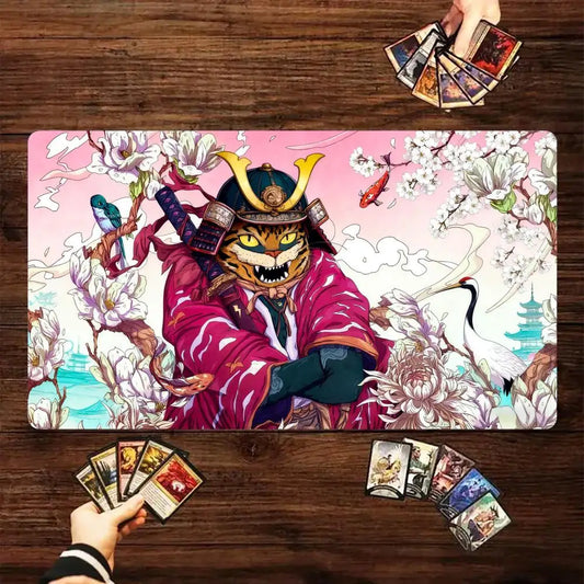 Ukiyo-e Samurai Cat MTG Playmat Non-Slip Durable 35X60CM Gaming Mat