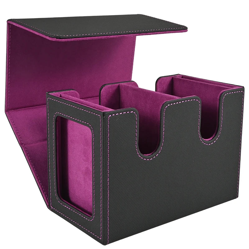 Dual-Commander MTG Magnetic Deck Box – 140+ Card Capacity w/ Twin Display Windows & Removable Trays
