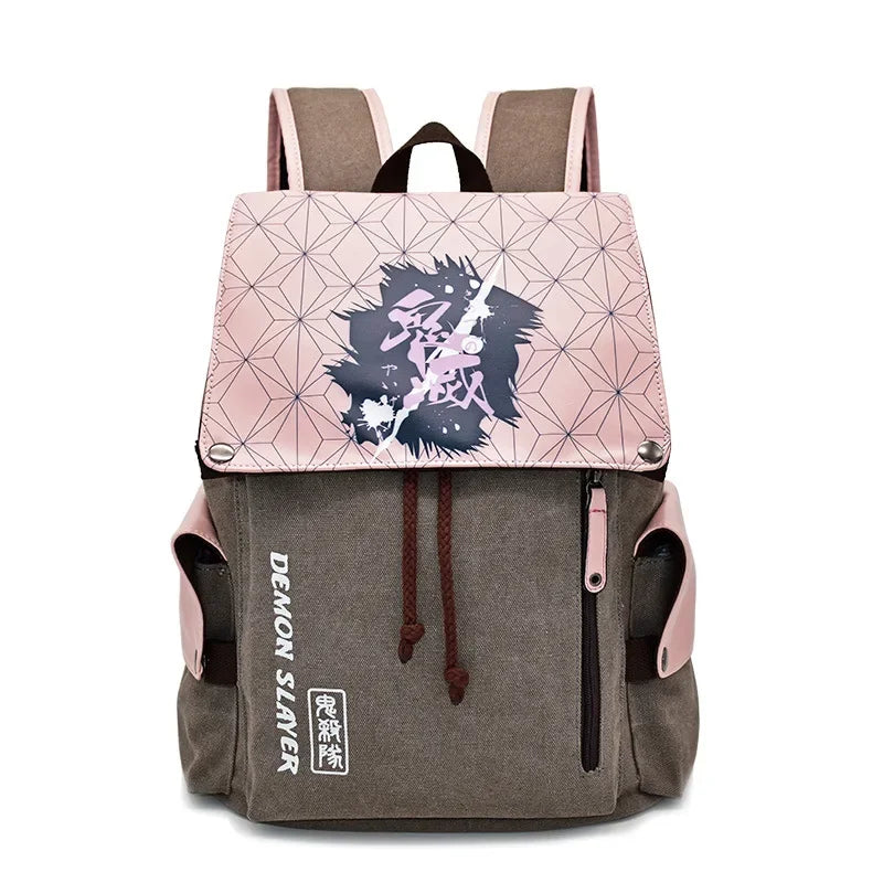 Demon Slayer Canvas Backpack Nezuko Tanjirou Zenitsu Giyuu Schoolbag Gift