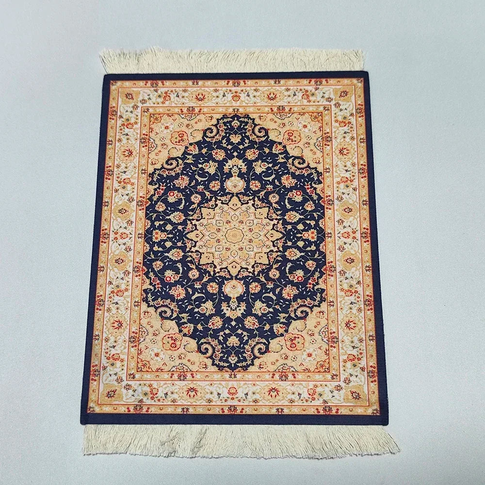 Woven Flower Persian Carpet Small Coaster Non-Slip Mouse Pad Desk Mat