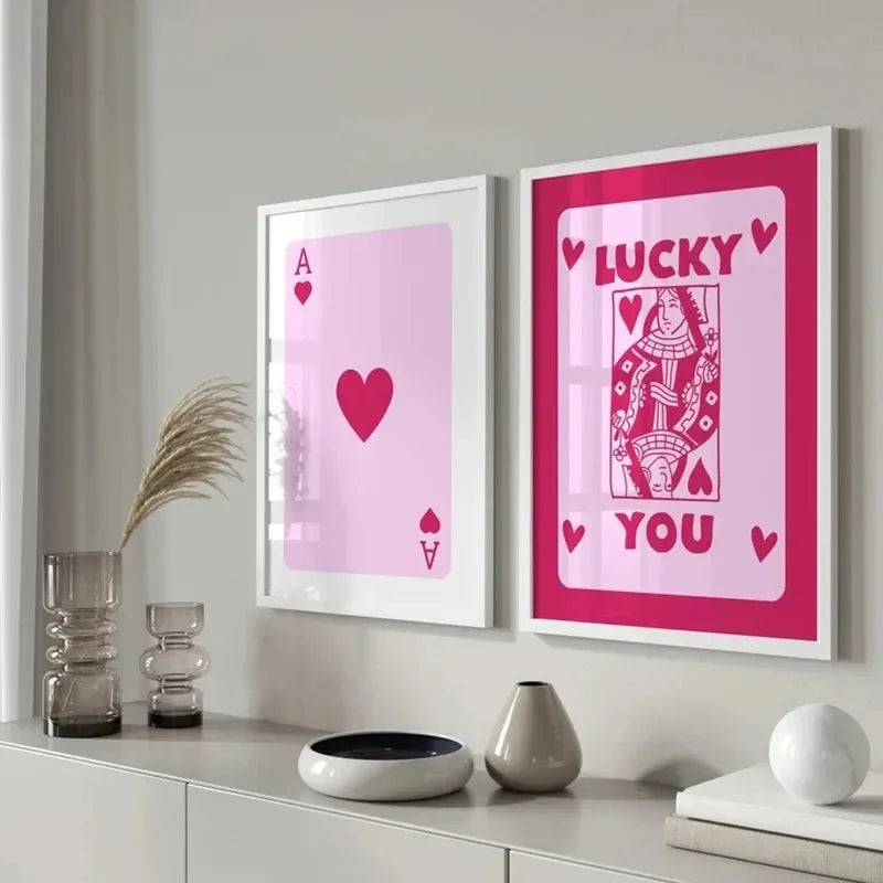 Trendy Retro Colorful Ace Card Lucky You Canvas Wall Art Print