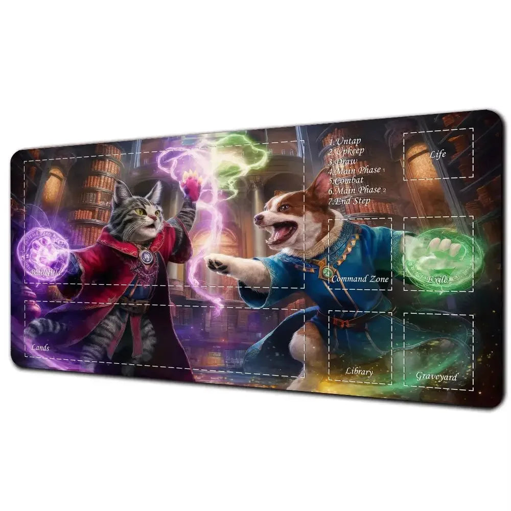 Magic Playmat Funny Cat Design Gaming Mat Anti-Slip Mousepad