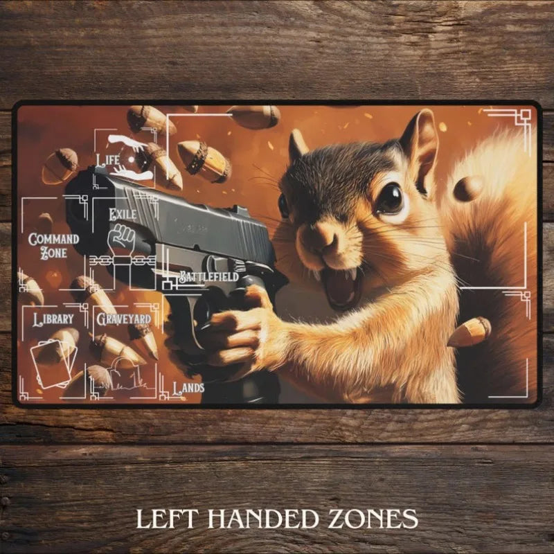 Squirrel Gun Playmat for MTG Fans Funny Anime Desk Mat Magic Card Games