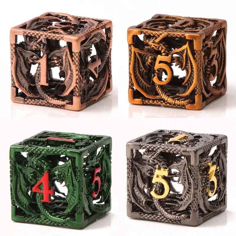 Blood Dragon Metal Dice Set – Polyhedral D&D RPG Dice (7-Piece)