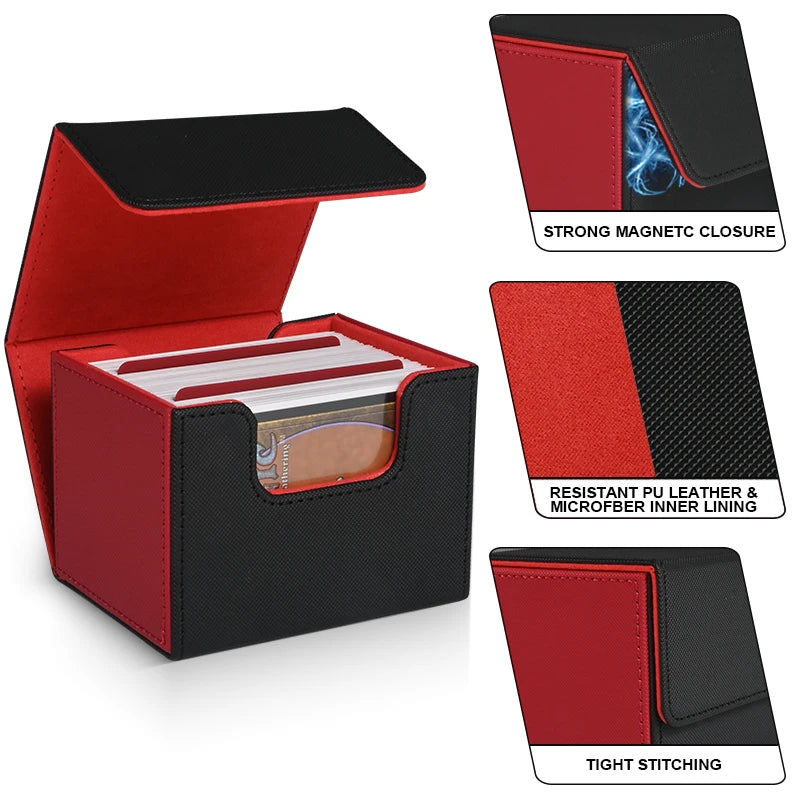 PU Leather Card Deck Box – Fits 120+ Sleeved TCG Cards | Strong Magnetic Closure