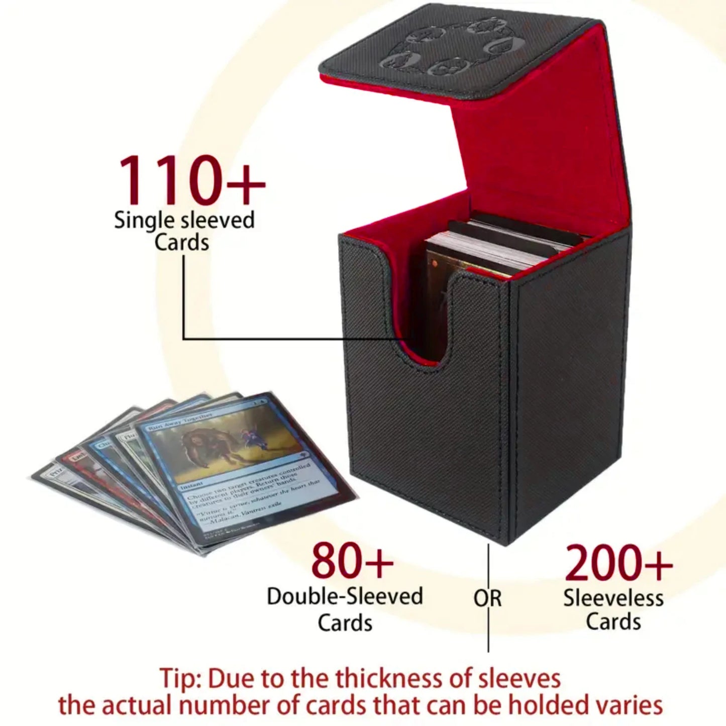 100+ Card Deck Box PU Leather Magnetic Case for TCG MTG Pokémon Yugioh