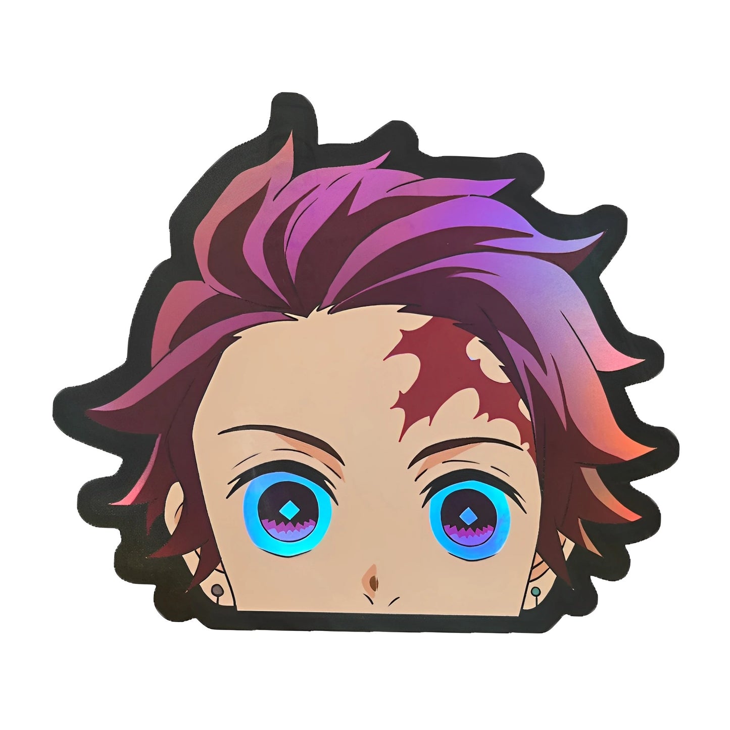 Tanjiro Peeking Holographic Sticker – Demon Slayer Chibi Head Decal