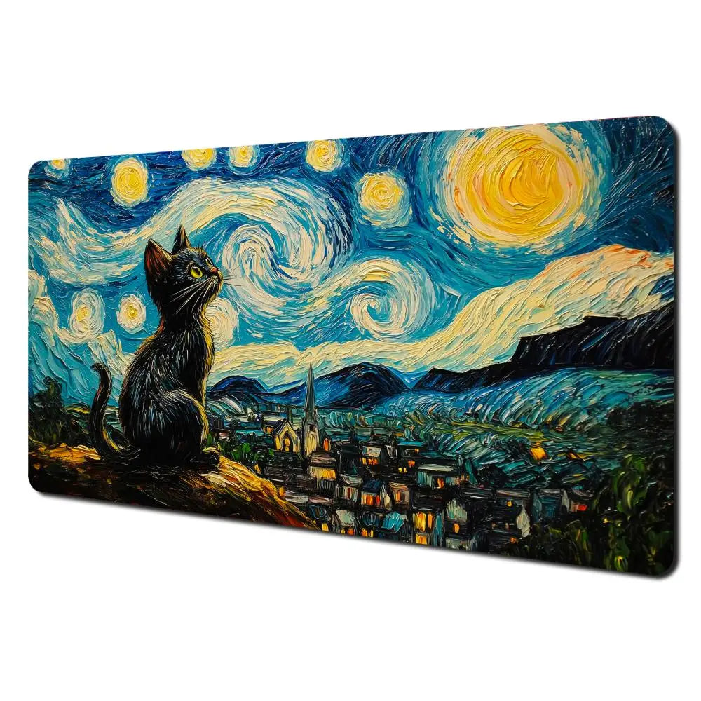 Magic Card Playmat Van Gogh Cat Anime TCG Gaming Mats Desk Mat