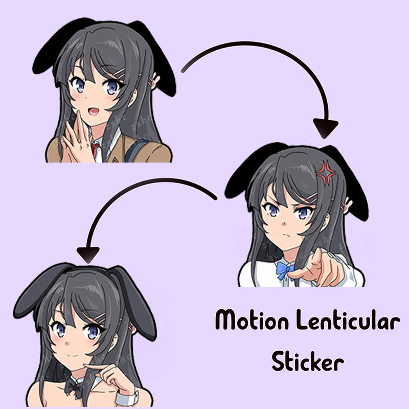 Sakurajima Mai 3D Motion Sticker – Bunny Girl Senpai Anime Lenticular Decal