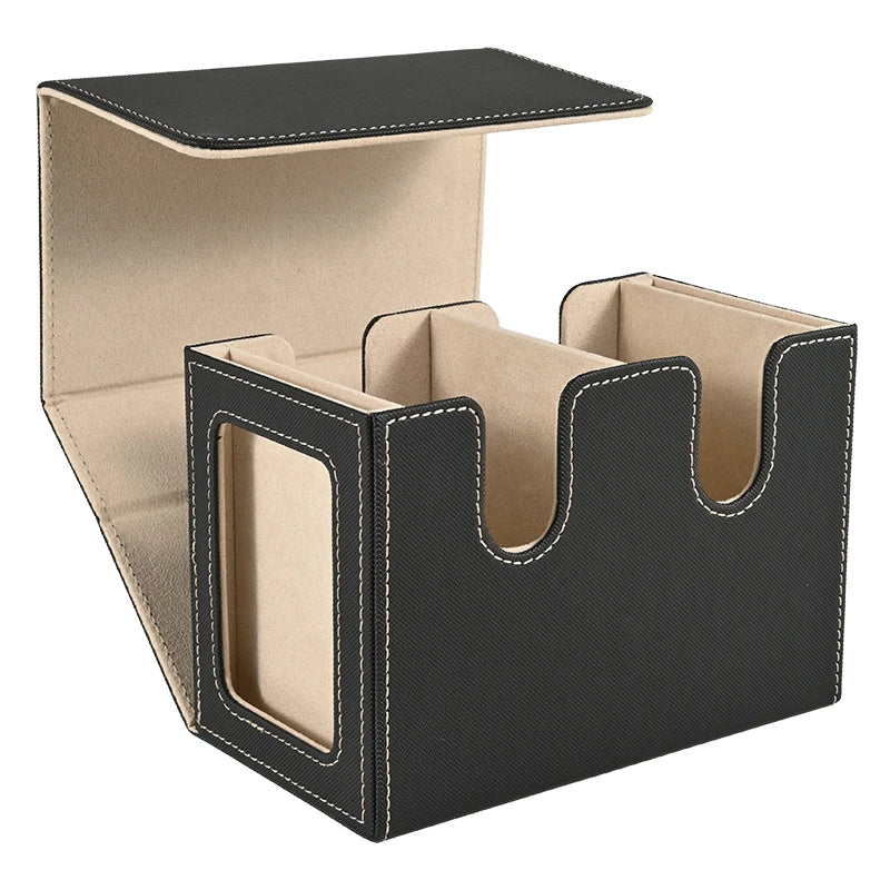 Dual-Commander MTG Magnetic Deck Box – 140+ Card Capacity w/ Twin Display Windows & Removable Trays