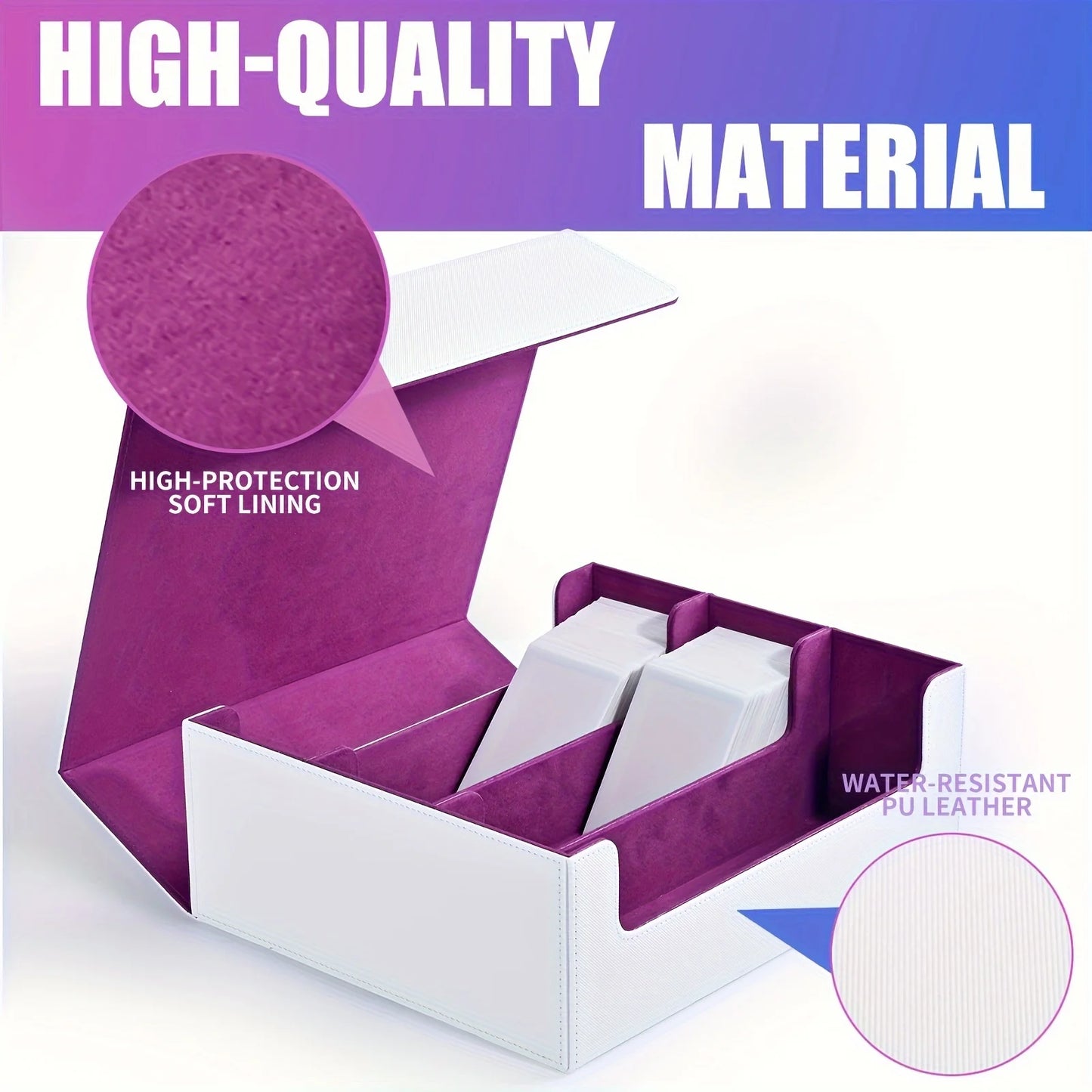 PU Leather Trading Card Storage Box – Holds 1800+ Cards