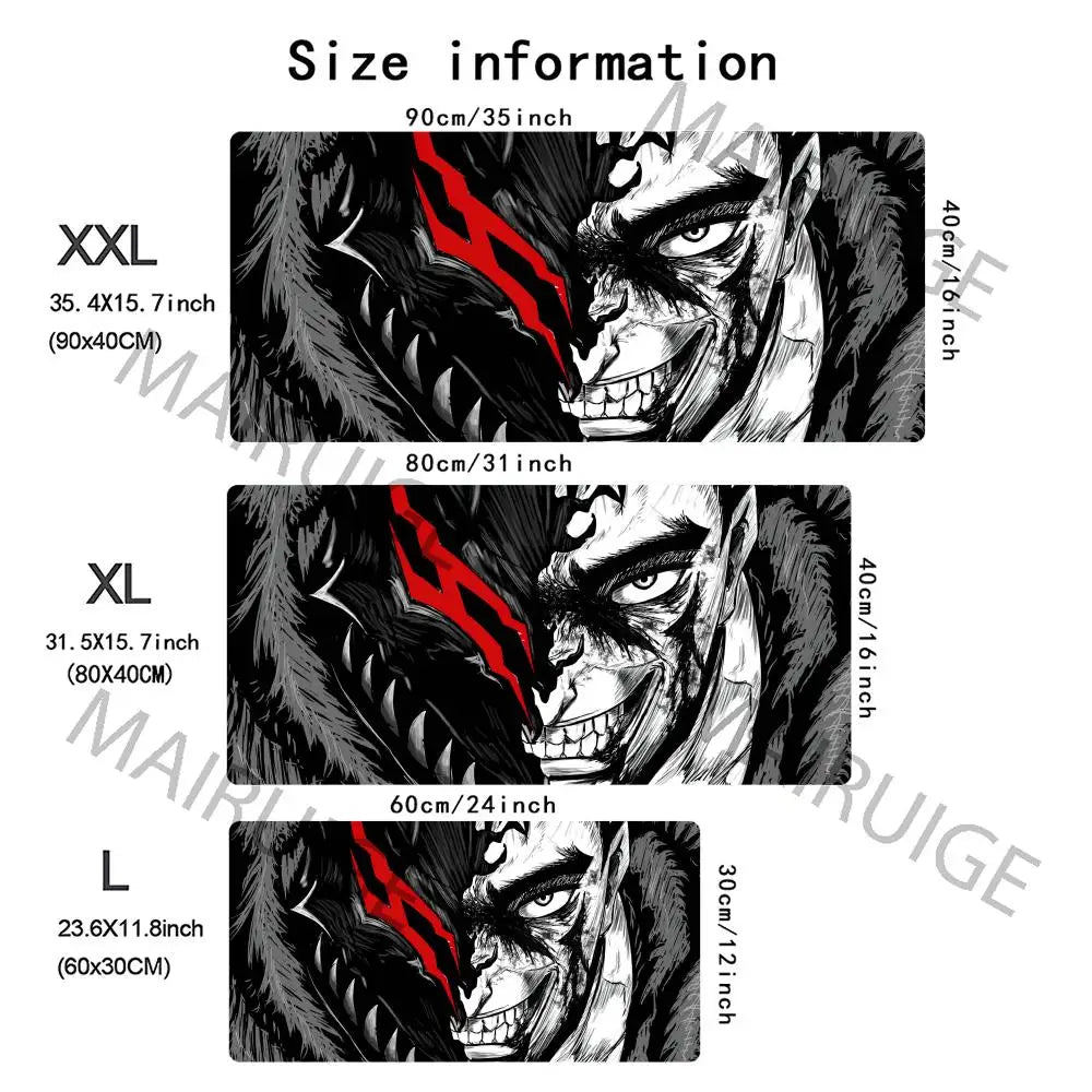 Berserk Guts Anime Mouse Pad XXL Rubber Anti-slip Gaming Desk Mat