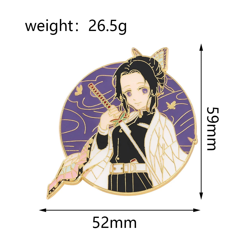 Shinobu Kocho Enamel Brooch – Demon Slayer Metal Badge
