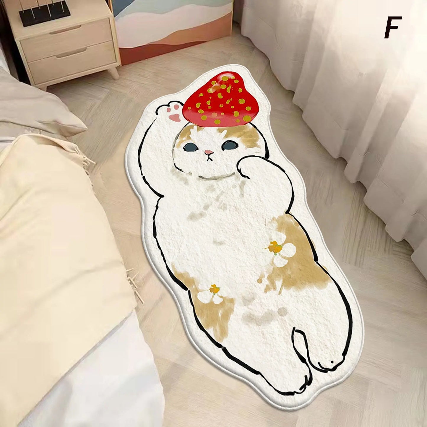 ### Cute Cat Rug Anti-Slip Soft Flannel Carpet for Kids Room Living Room