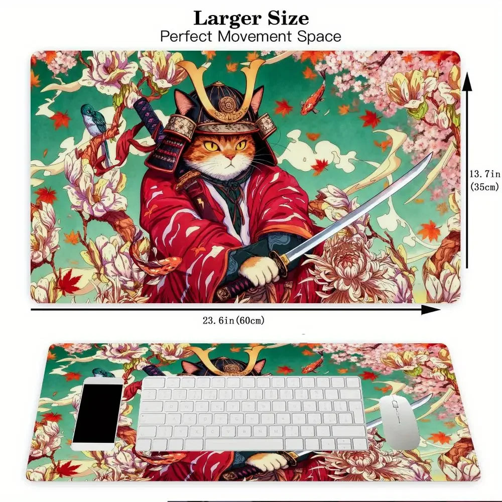 Art Aesthetics Samurai Cat MTG Playmat Non-Slip Durable 35X60CM