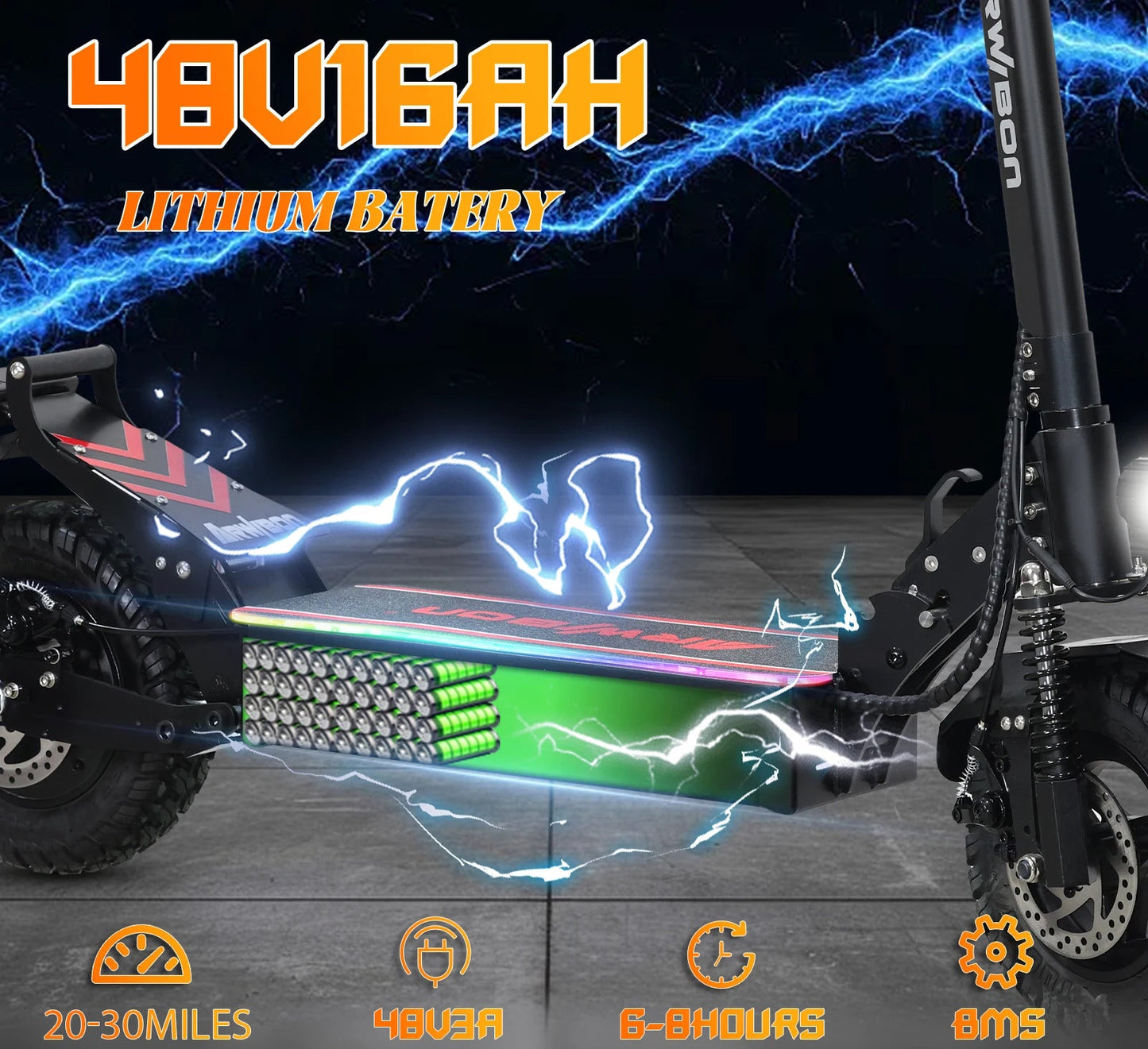 Arwibon Q30 Adult Electric Scooter 2500W 30MPH 48V16AH 11" Off-Road Folding E-Scooter