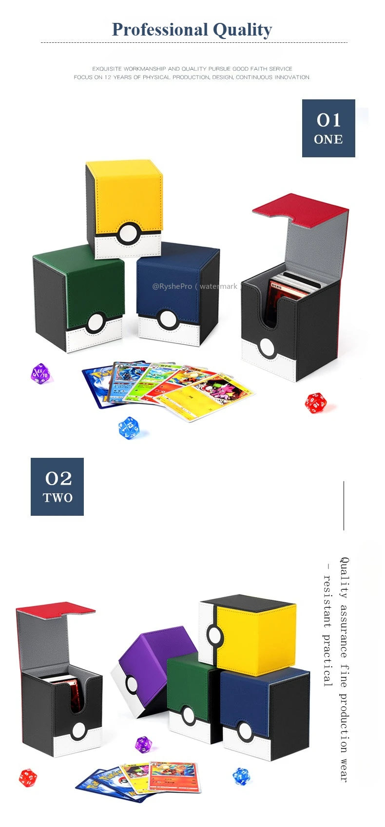 Pokémon-Inspired Leather Card Deck Box – Holds 100+ Sleeved Cards