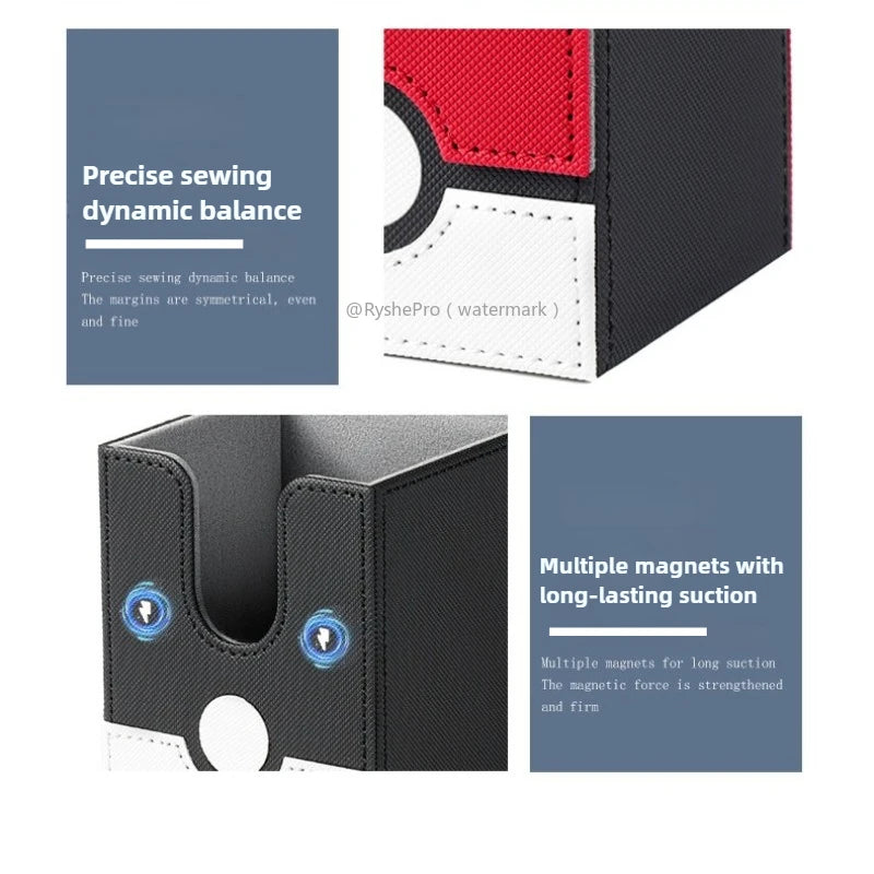 Pokémon-Inspired Leather Card Deck Box – Holds 100+ Sleeved Cards