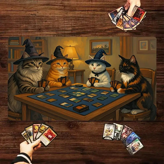 **** Cat Wizard Design XXL Mouse Pad Card Game Mat Non-Slip Gaming Accessory