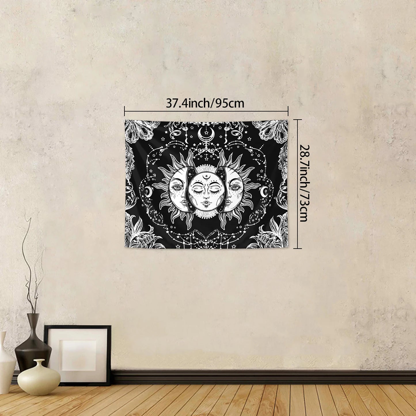 Sun Moon Tapestry Black White Tarot Card Wall Art Decor 1pc