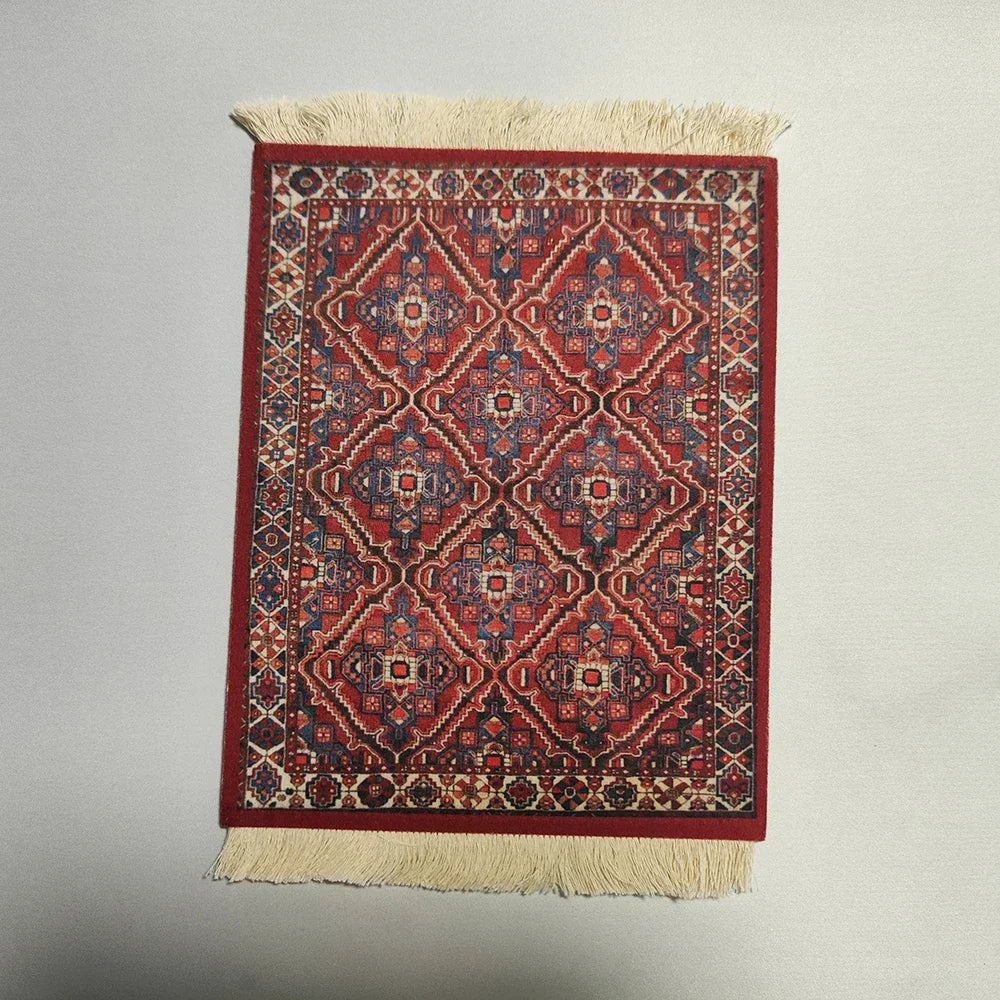 Woven Flower Persian Carpet Small Coaster Non-Slip Mouse Pad Desk Mat