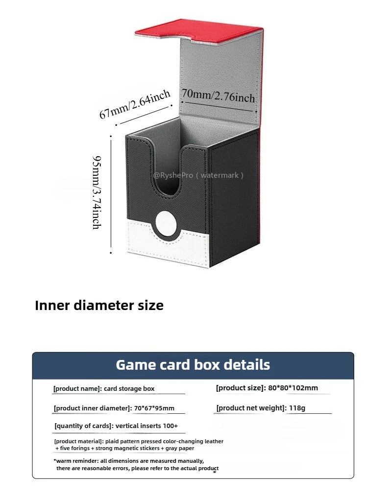 Pokémon-Inspired Leather Card Deck Box – Holds 100+ Sleeved Cards