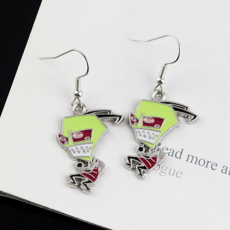 Invader Zim | Irken Zim Chibi Drop Earrings – Zinc-Alloy Cosplay Jewelry Pair