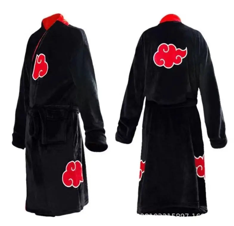 Naruto Akatsuki Itachi Robe Flannel Thermal Nightgown Cosplay Costume