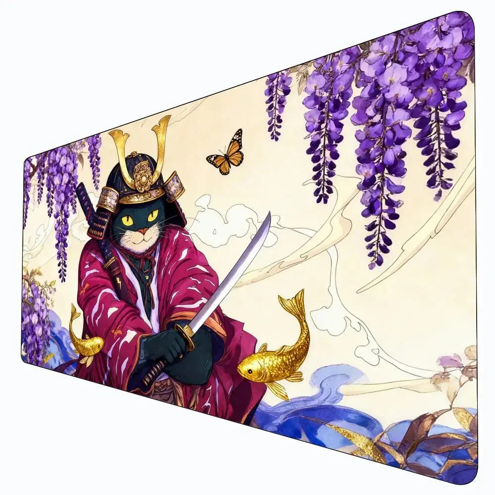 Art Aesthetics Samurai Cat MTG Playmat Non-Slip Durable 35X60CM