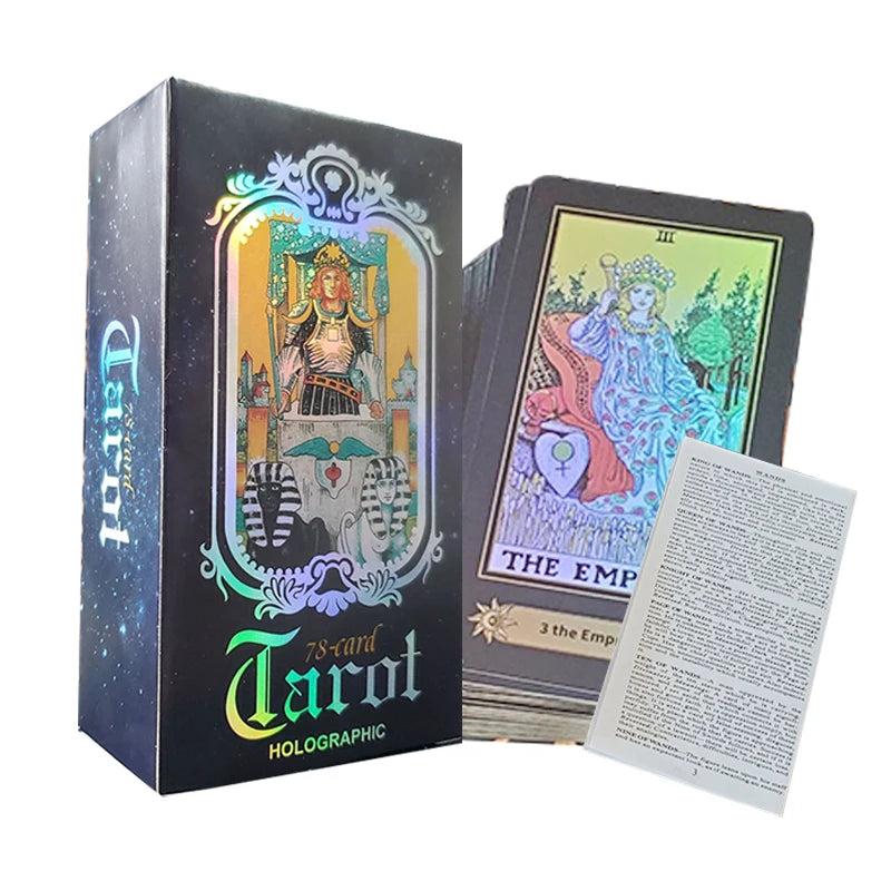 Shine Holographic Tarot Cards 78 Deck Divination English Version