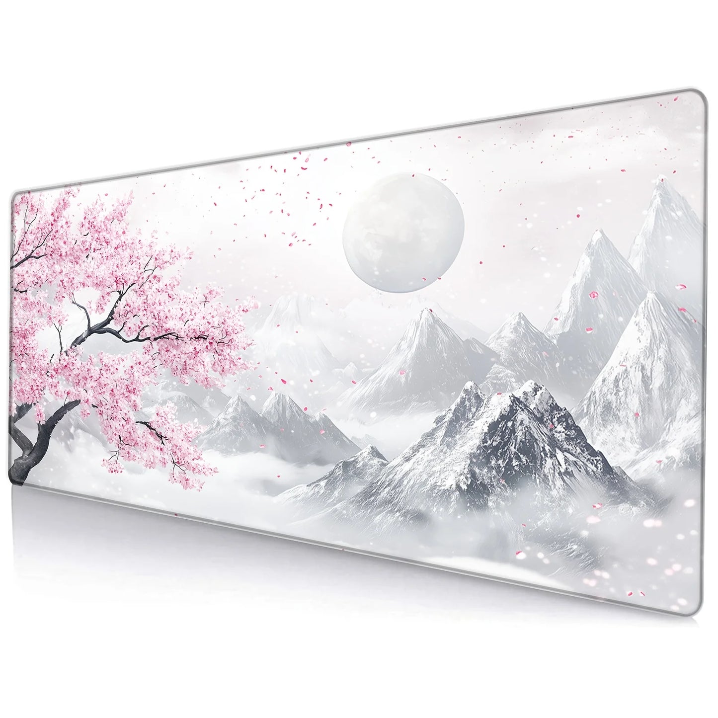 Sakura Snow Mountain Theme Mouse Pad Anti-Slip Gaming Office Use