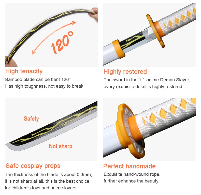 Tanjiro Blue Sword – Demon Slayer Bamboo Katana Cosplay Replica