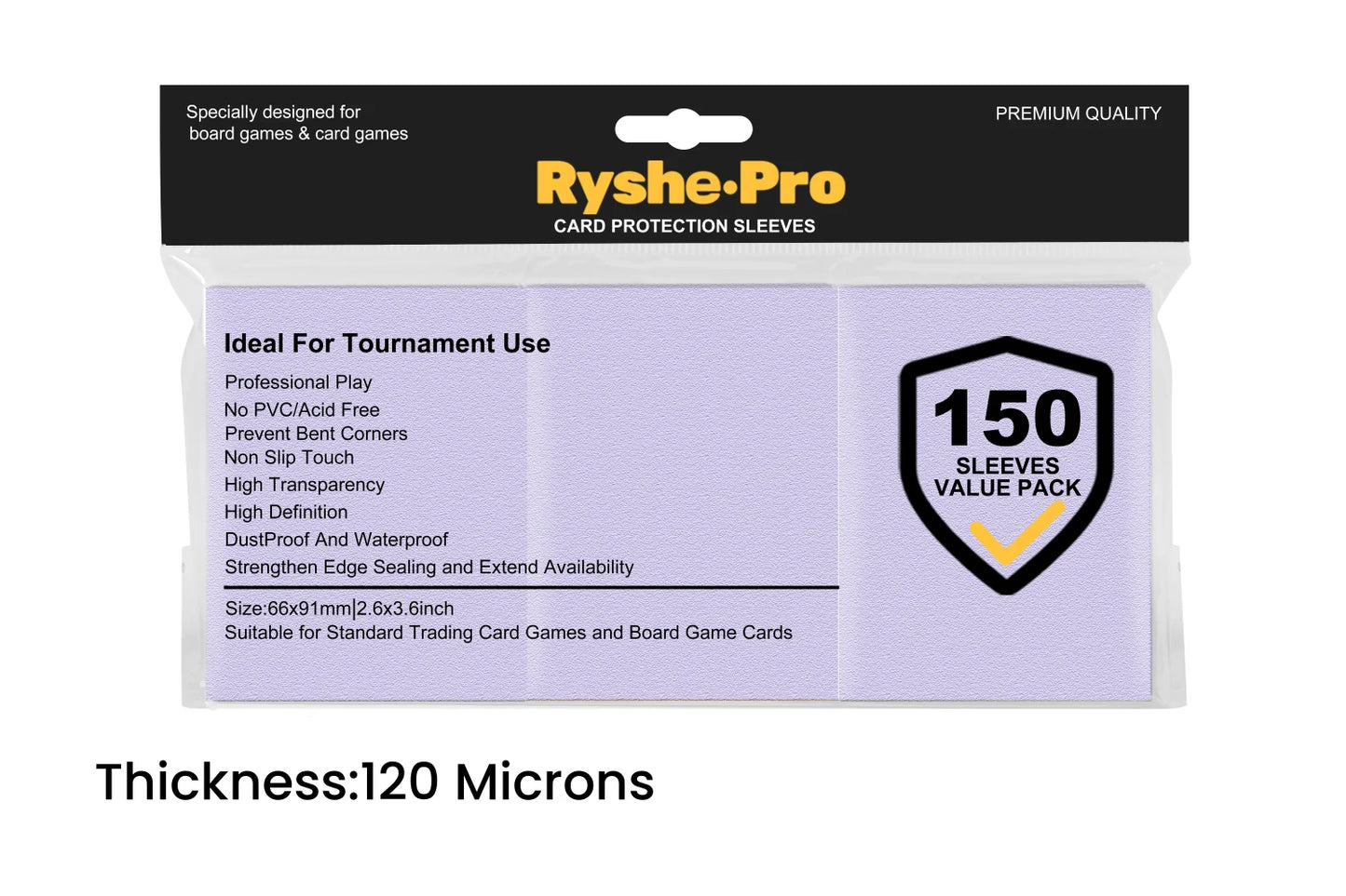 RyshePro Premium Card Sleeves – 66 × 91 mm (Standard / MTG-Pokémon Size) – 150 ct VALUE Pack – Tournament Matte Finish
